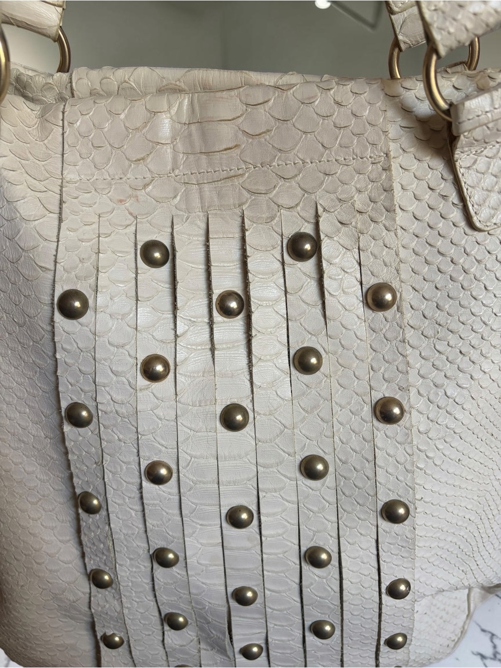 Furla Unique Rare Vintage Python Leather Tote Bag - Picture 4 of 16